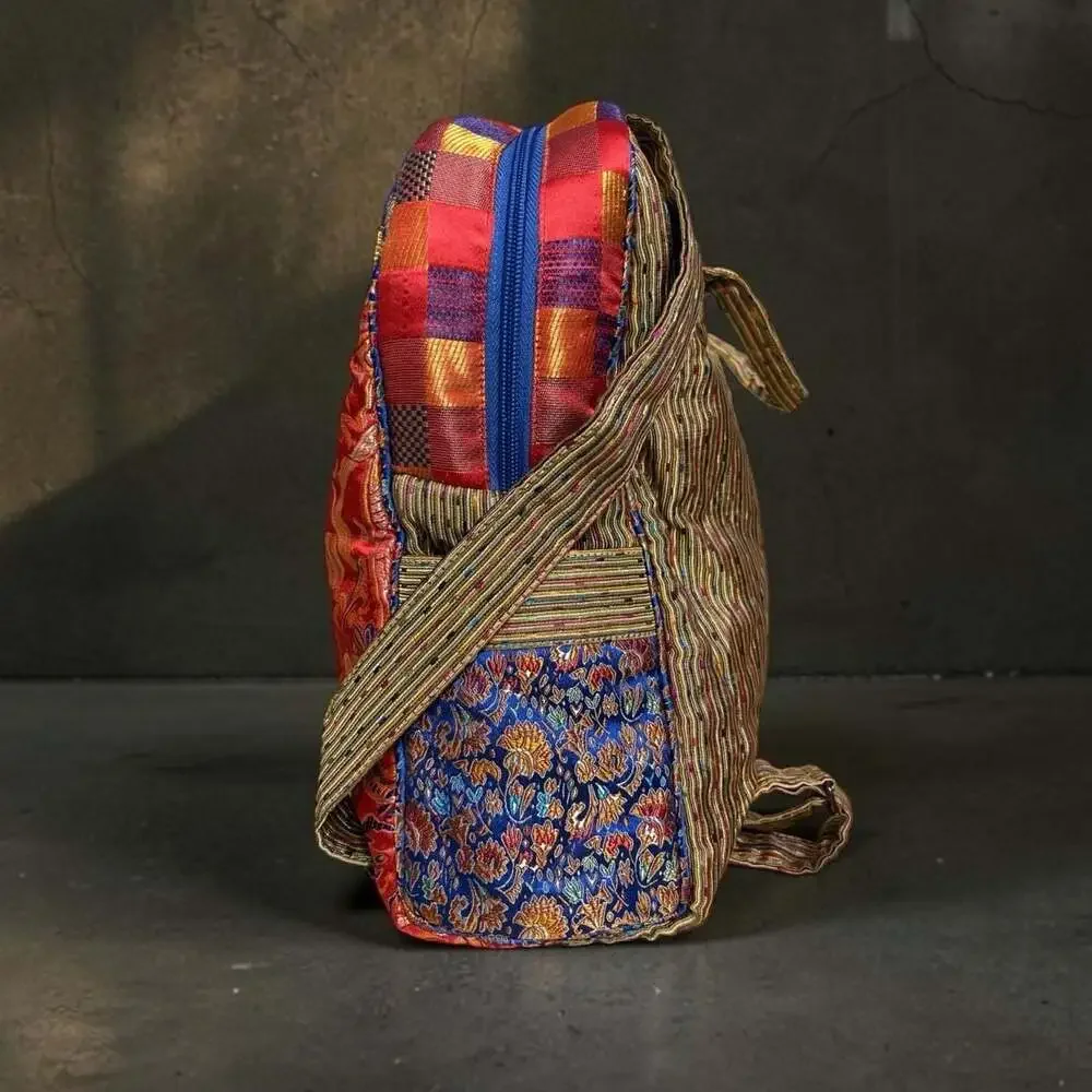 Shanghai Chic Designs Asian Floral Brocade Convertible Backpack/Crossbody Bag